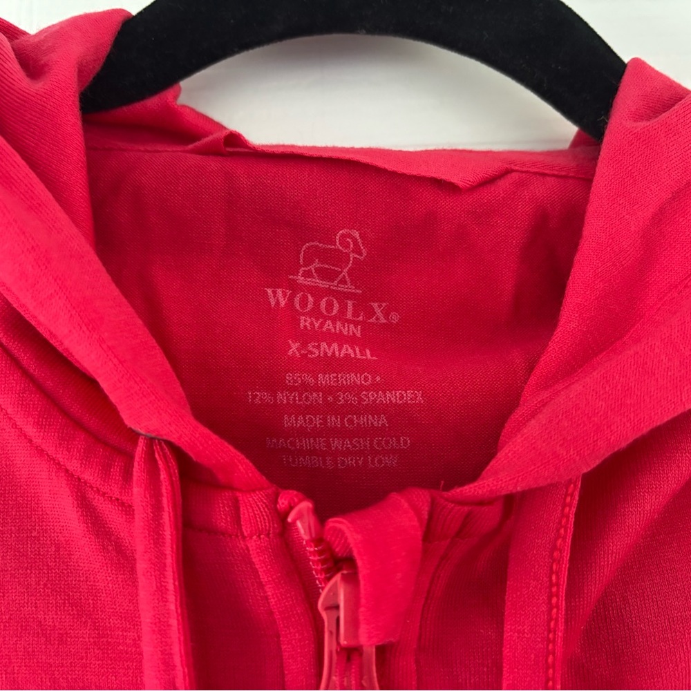NWOT Woolx Ryann Hoodie Women's Pink Full-Zip Hooded Merino Wool Sweatshirt - Picture 2 of 4